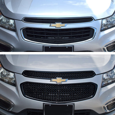 ABS6423BLK 15-16 Chevrolet Cruze LS/LT/LTZ 2 PCS Gloss Black Tape-on Grille Overlay Chrome Delete Kit
