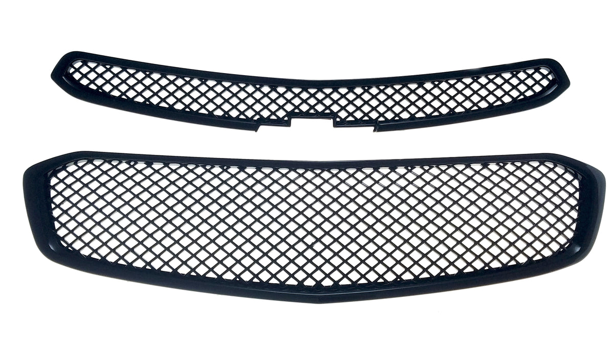 ABS6423BLK 15-16 Chevrolet Cruze LS/LT/LTZ 2 PCS Gloss Black Tape-on Grille Overlay Chrome Delete Kit