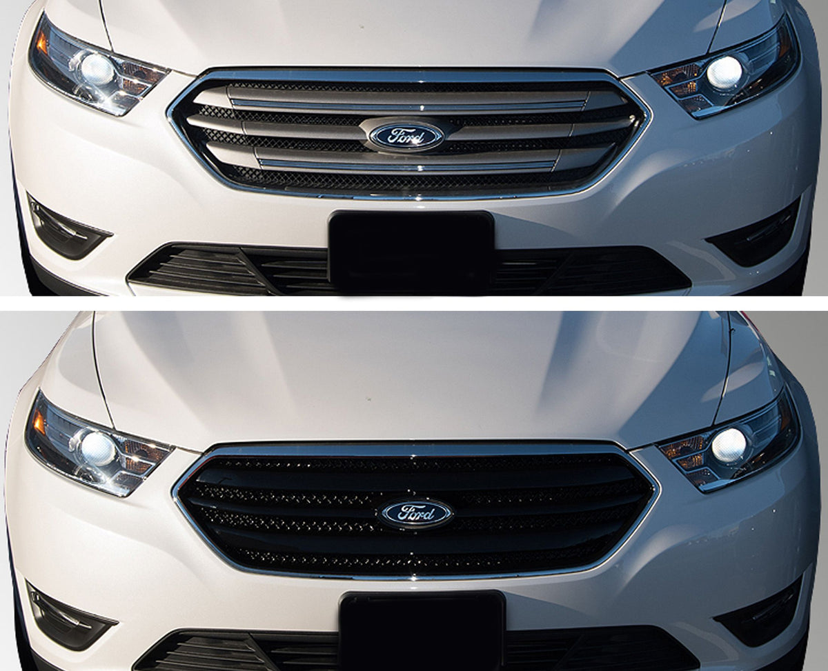 ABS6425BLK 13-19 Ford Taurus SE/SEL/Limited 1 PC Gloss Black Tape-on Grille Overlay Chrome Delete Kit