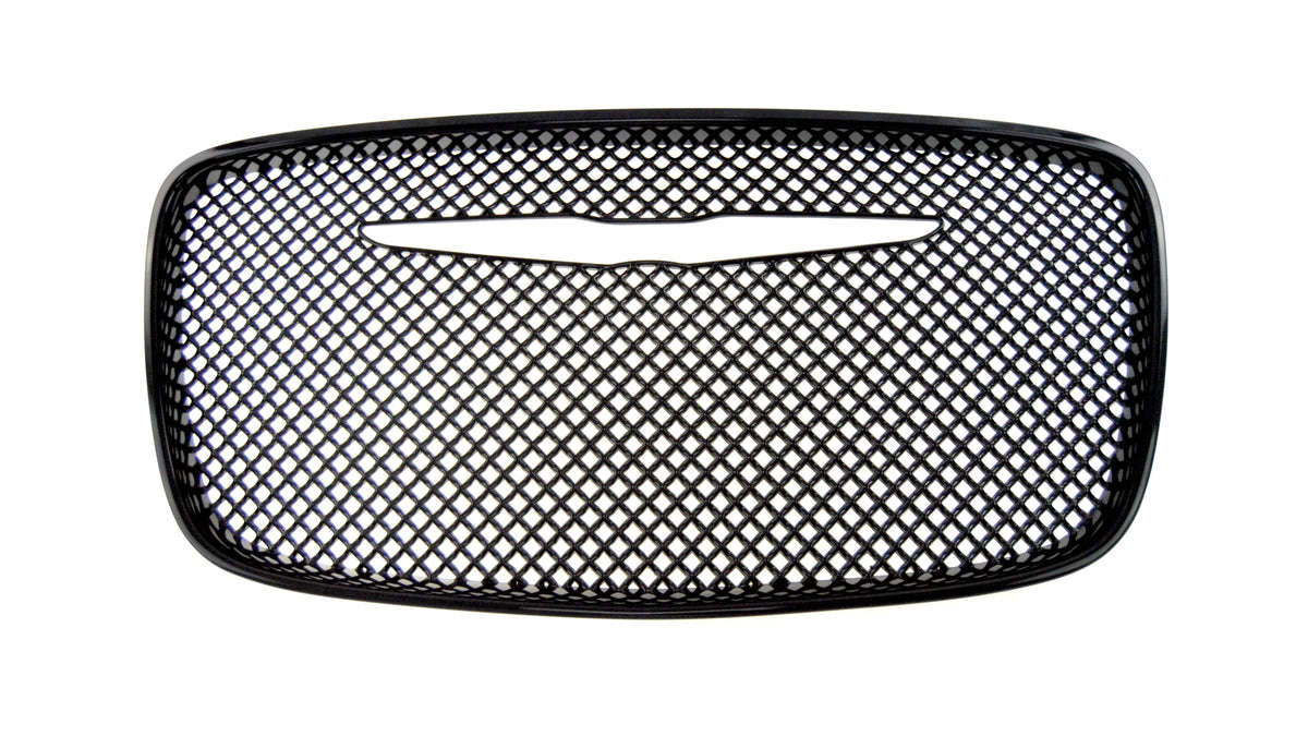 ABS6445BLK 15-22 Chrysler 300 C/C Platinum/Limited 1 PC Gloss Black Tape-on Grille Overlay Chrome Delete Kit