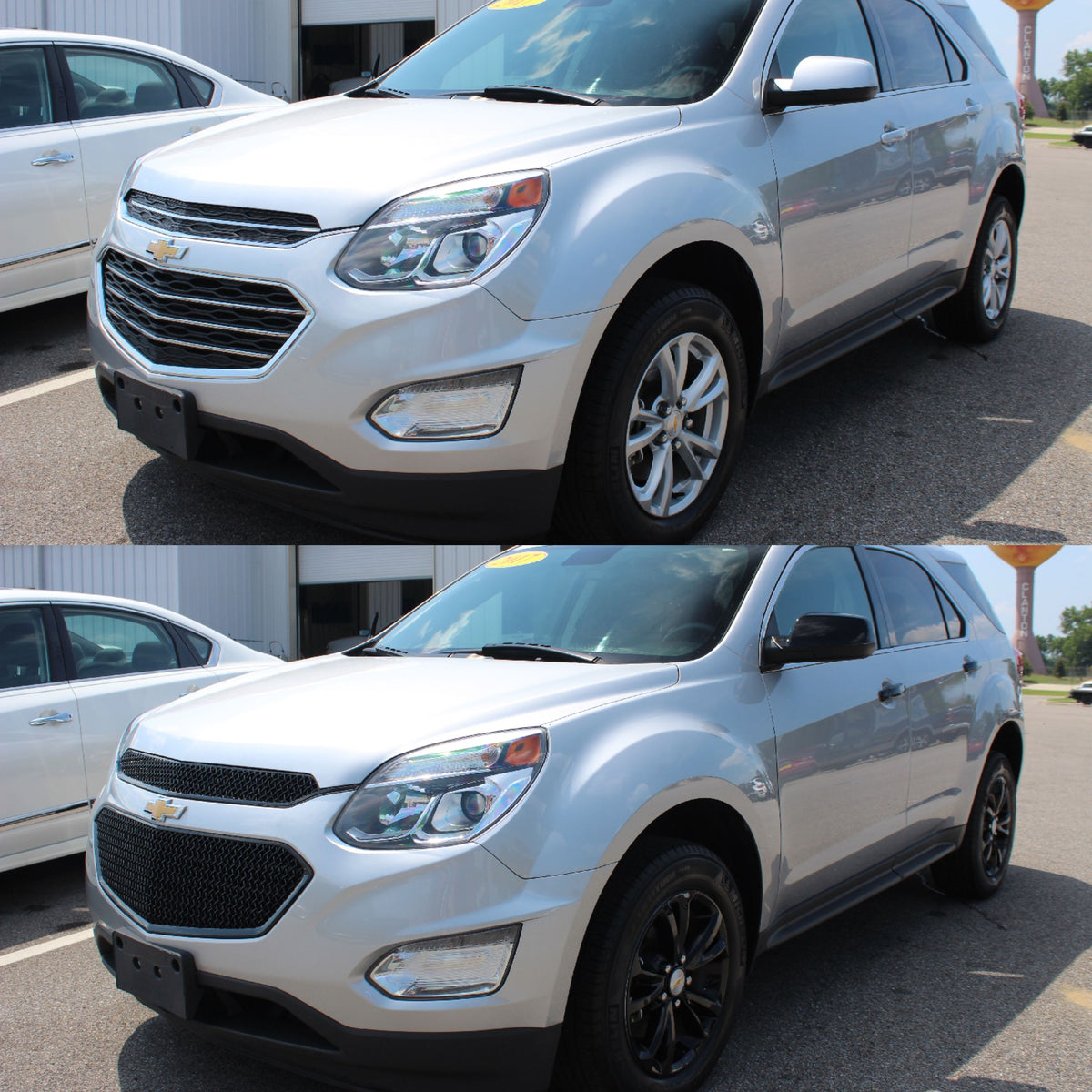 MC6164BLK 10-17 Chevrolet Equinox 2 PCS Top Gloss Black Tape-on Mirror Cover Chrome Delete Kit