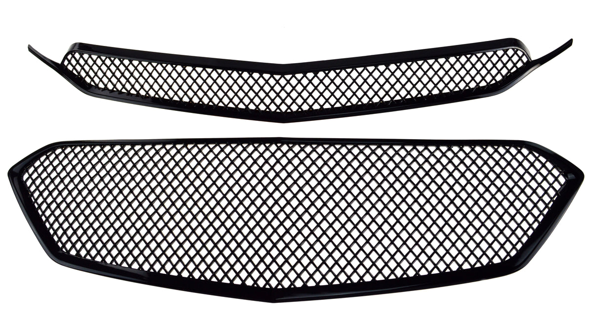 ABS6455BLK 16-17 Chevrolet Equinox L/LS/LT/LTZ 2 PCS Gloss Black Tape-on Grille Overlay Chrome Delete Kit