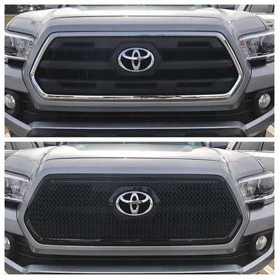 ABS6456BLK 16-19 Toyota Tacoma SR/SR5 1 PC Gloss Black Tape-on Grille Overlay Chrome Delete Kit