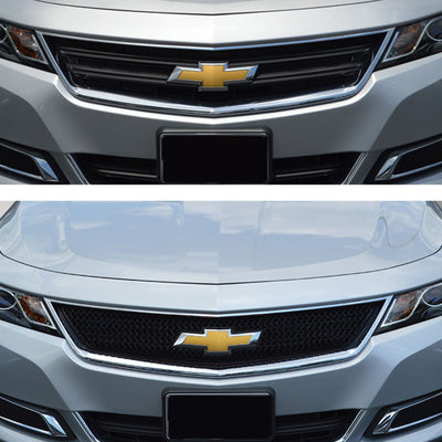 ABS6460BLK 13-20 Chevrolet Impala LS/LT/LTZ 1 PC Gloss Black Tape-on Grille Overlay Chrome Delete Kit