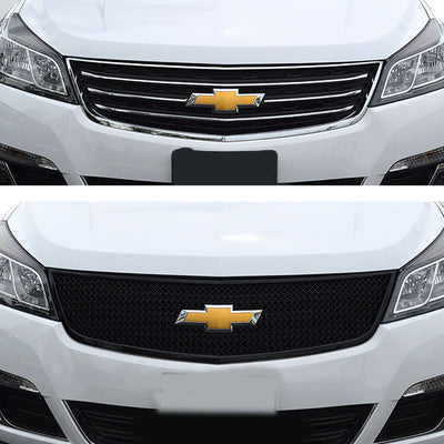 ABS6463BLK 13-17 Chevrolet Traverse LS/LT/LTZ 1 PC Gloss Black Tape-on Grille Overlay Chrome Delete Kit