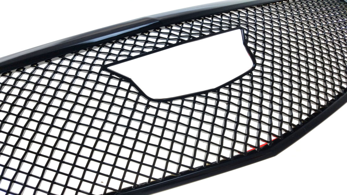 ABS6464BLK 15-19 Cadillac ATS 1 PC Gloss Black Tape-on Grille Overlay Chrome Delete Kit