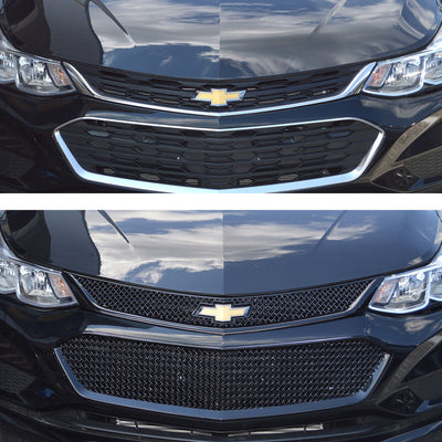 ABS6470BLK 16-18 Chevrolet Cruze LATE MODEL 2016 2 PCS Gloss Black Tape-on Grille Overlay Chrome Delete Kit