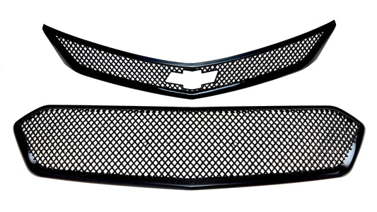 ABS6470BLK 16-18 Chevrolet Cruze LATE MODEL 2016 2 PCS Gloss Black Tape-on Grille Overlay Chrome Delete Kit