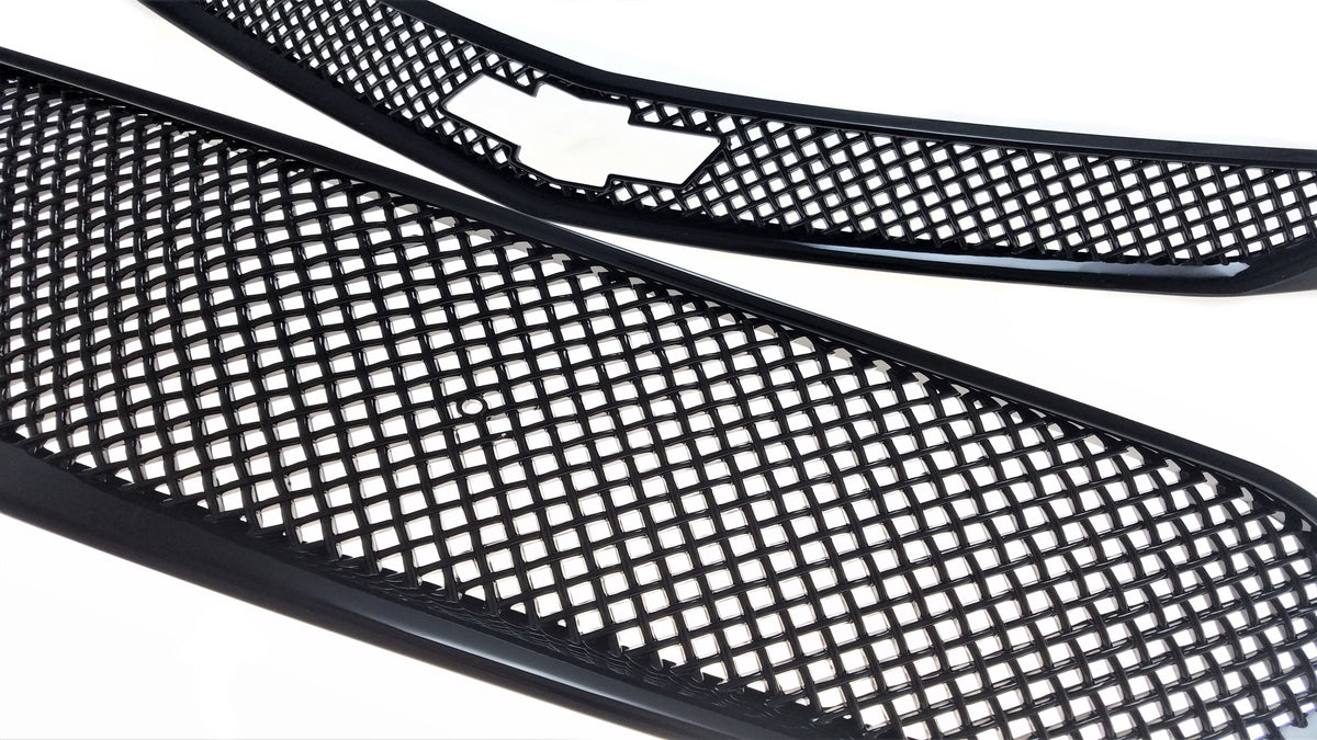 ABS6470BLK 16-18 Chevrolet Cruze LATE MODEL 2016 2 PCS Gloss Black Tape-on Grille Overlay Chrome Delete Kit