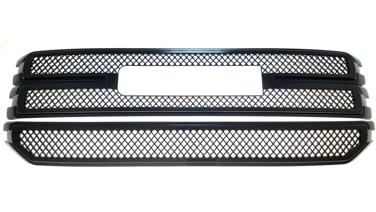 ABS6471BLK 16-18 GMC Sierra 1500 Base/SLE 2 PCS Gloss Black Tape-on Grille Overlay Chrome Delete Kit