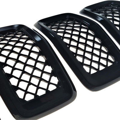 ABS6473BLK 14-18 Jeep Cherokee 7 PCS Gloss Black Tape-on Grille Overlay Chrome Delete Kit