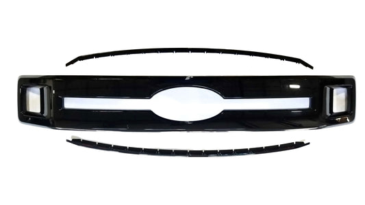 ABS6475BLK 18-20 Ford F-150 Only fits XL un-painted grill 3 PCS Gloss Black Tape-on Grille Overlay Chrome Delete Kit