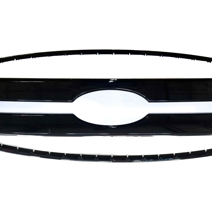 ABS6475BLK 18-20 Ford F-150 Only fits XL un-painted grill 3 PCS Gloss Black Tape-on Grille Overlay Chrome Delete Kit