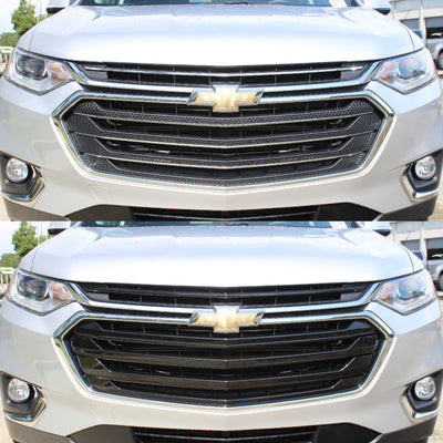 ABS6480BLK 18-21 Chevrolet Traverse 3 PCS Gloss Black Tape-on Grille Overlay Chrome Delete Kit