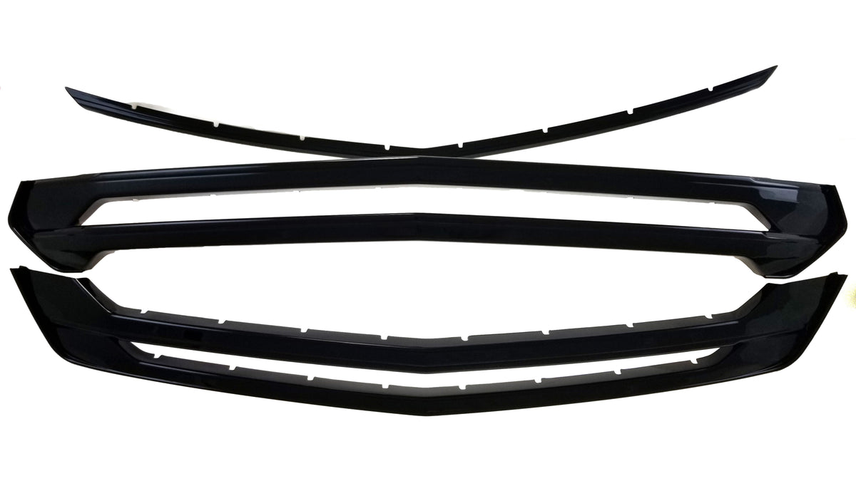 ABS6480BLK 18-21 Chevrolet Traverse 3 PCS Gloss Black Tape-on Grille Overlay Chrome Delete Kit