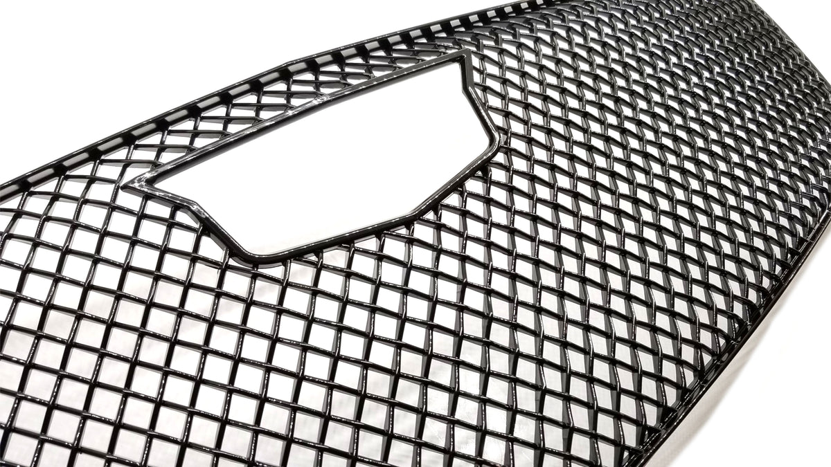 ABS6483BLK 17-19 Cadillac XT5 Does not fit grille with Camera 1 PC Gloss Black Tape-on Grille Overlay Chrome Delete Kit