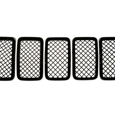 ABS6485BLK 19-22 Jeep Cherokee 7 PCS Gloss Black Tape-on Grille Overlay Chrome Delete Kit