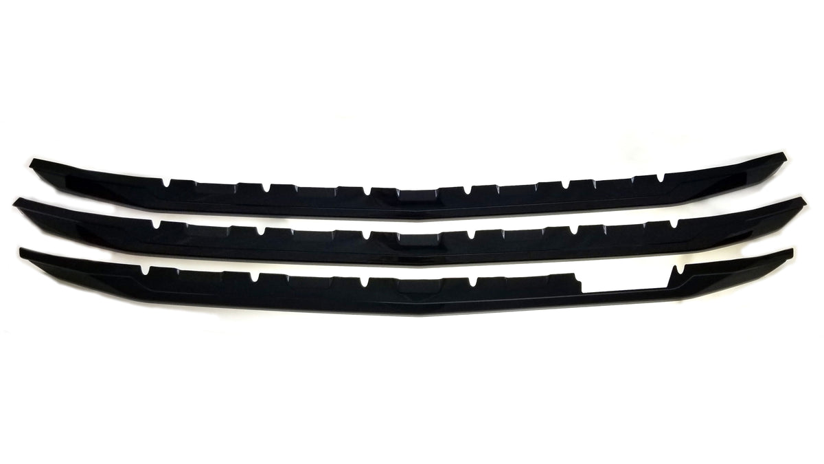 ABS6487BLK 16-18 Chevrolet Silverado 1500 Z71 3 PCS Gloss Black Tape-on Grille Overlay Chrome Delete Kit