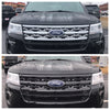 ABS6489BLK 18-19 Ford Explorer ONLY FOR XLT/LIMITED 1 PC Gloss Black Tape-on Grille Overlay Chrome Delete Kit