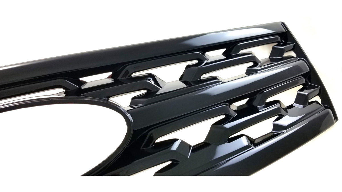 ABS6489BLK 18-19 Ford Explorer ONLY FOR XLT/LIMITED 1 PC Gloss Black Tape-on Grille Overlay Chrome Delete Kit
