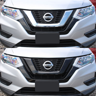 ABS6491BLK 18-20 Nissan Rogue 2 PCS Gloss Black Tape-on Grille Overlay Chrome Delete Kit