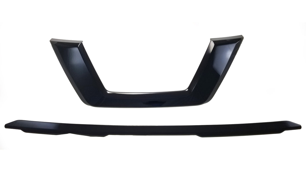 ABS6491BLK 18-20 Nissan Rogue 2 PCS Gloss Black Tape-on Grille Overlay Chrome Delete Kit