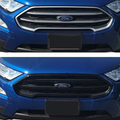 ABS6492BLK 18-22 Ford EcoSport 3 PCS Gloss Black Tape-on Grille Overlay Chrome Delete Kit