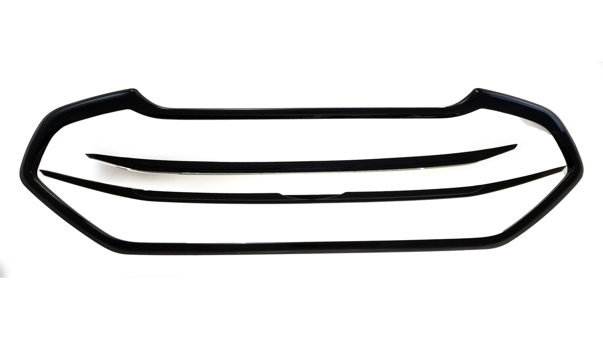 ABS6492BLK 18-22 Ford EcoSport 3 PCS Gloss Black Tape-on Grille Overlay Chrome Delete Kit