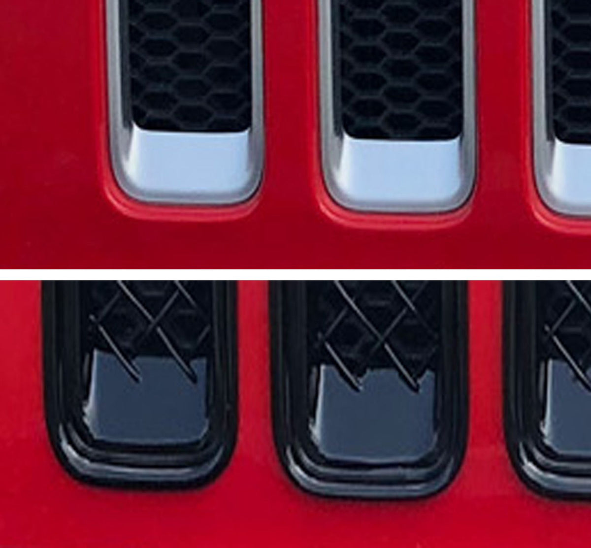 ABS6495BLK 19-22 Jeep Wrangler Sahara 7 PCS Gloss Black Tape-on Grille Overlay Chrome Delete Kit