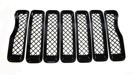 ABS6495BLK 19-22 Jeep Wrangler Sahara 7 PCS Gloss Black Tape-on Grille Overlay Chrome Delete Kit