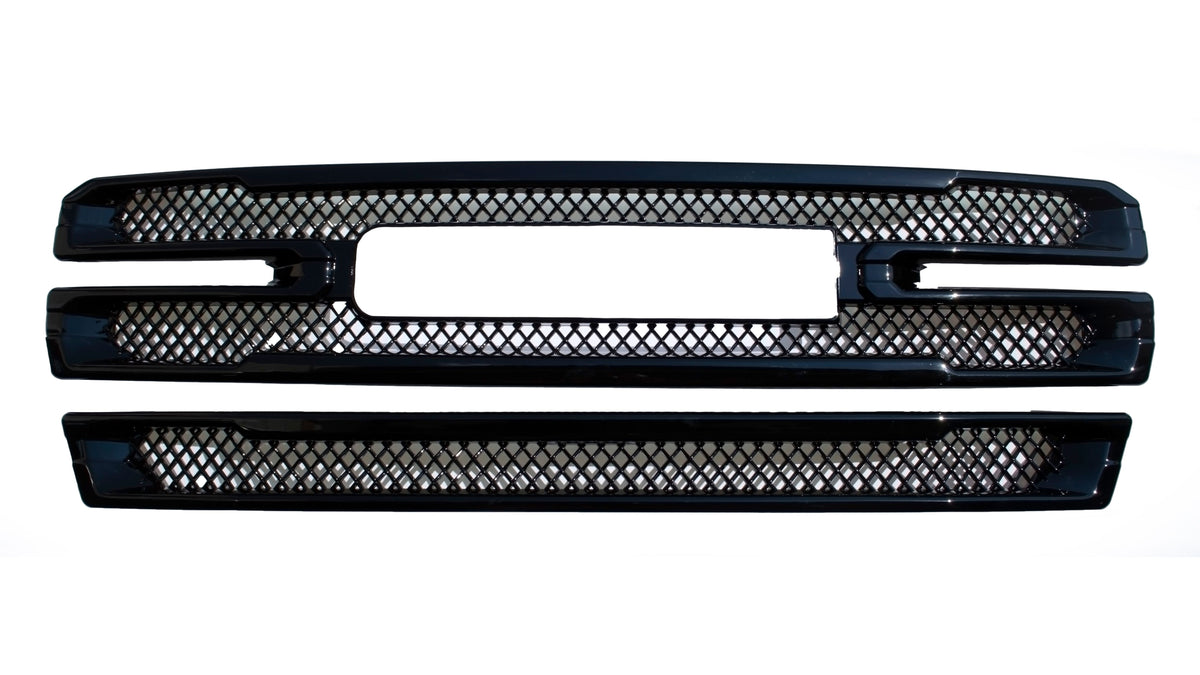 ABS6496BLK 19-21 GMC Sierra 1500 AT4/SLT 2 PCS Gloss Black Tape-on Grille Overlay Chrome Delete Kit