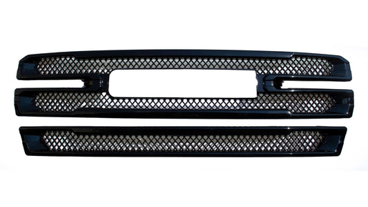 ABS6496BLK 19-21 GMC Sierra 1500 AT4/SLT 2 PCS Gloss Black Tape-on Grille Overlay Chrome Delete Kit
