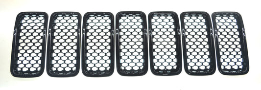 ABS6503BLK 19-22 Jeep Renegade 2019 Late Model 7 PCS Gloss Black Tape-on Grille Overlay Chrome Delete Kit