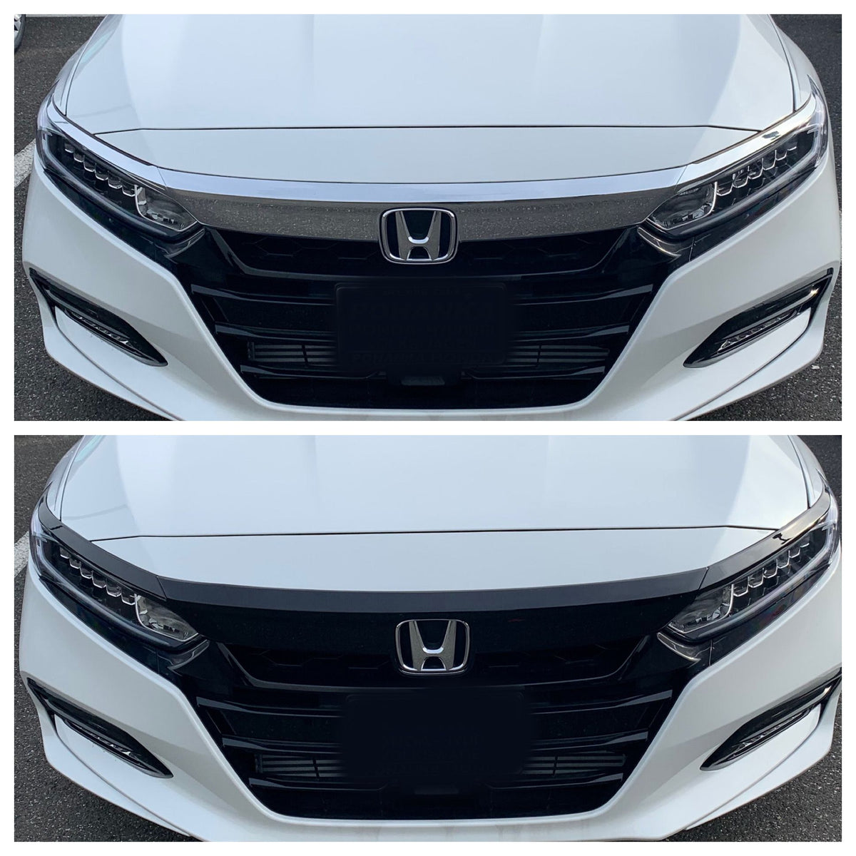 ABS6506BLK 18-20 Honda Accord 3 PCS Gloss Black Tape-on Grille Overlay Chrome Delete Kit