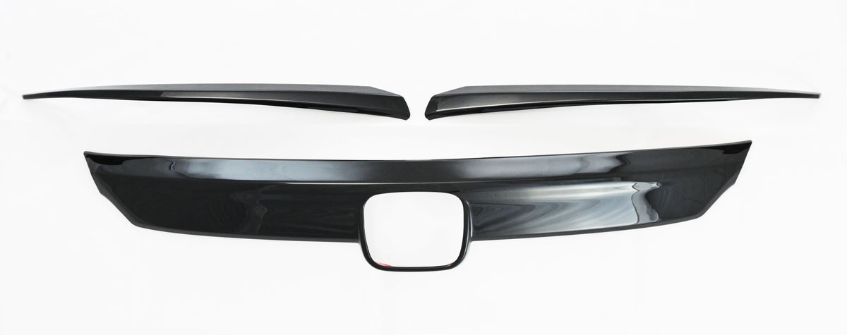 ABS6506BLK 18-20 Honda Accord 3 PCS Gloss Black Tape-on Grille Overlay Chrome Delete Kit