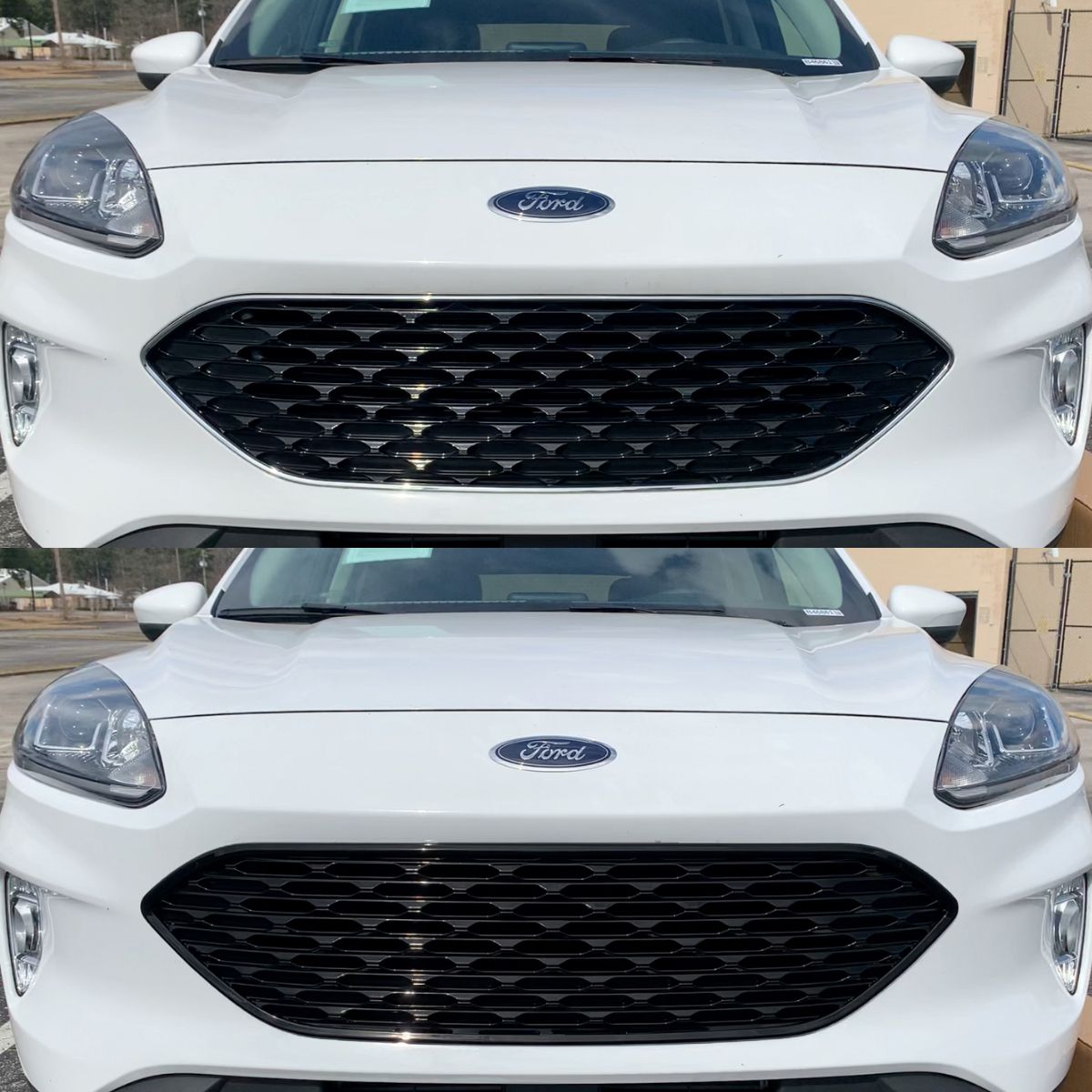 ABS6508BLK 20-22 Ford Escape S/SE/SEL/SE Hybrid 1 PC Gloss Black Clip-On W/Tape Grille Overlay Chrome Delete Kit