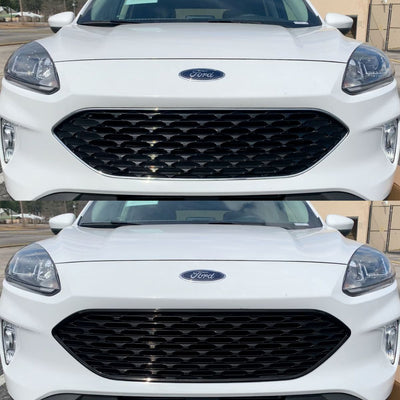 ABS6508BLK 20-22 Ford Escape S/SE/SEL/SE Hybrid 1 PC Gloss Black Clip-On W/Tape Grille Overlay Chrome Delete Kit