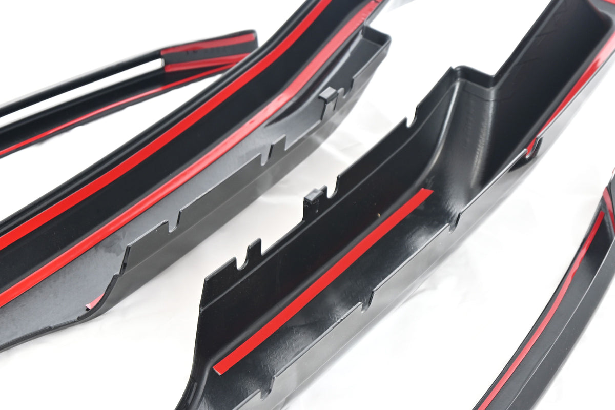 ABS6510BLK 20-22 Ford F-250 Super Duty/F-350 Super Duty XLT 3 PCS Gloss Black Clip-On W/Tape Grille Overlay Chrome Delete Kit