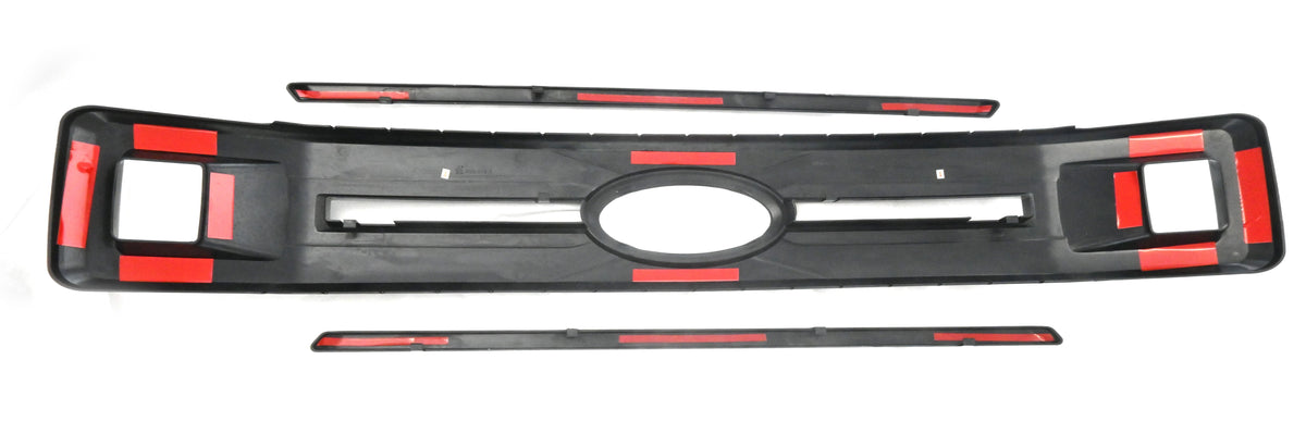 ABS6515BLK 18-20 Ford F-150 XLT 3 PCS Gloss Black Clip-On W/Tape Grille Overlay Chrome Delete Kit