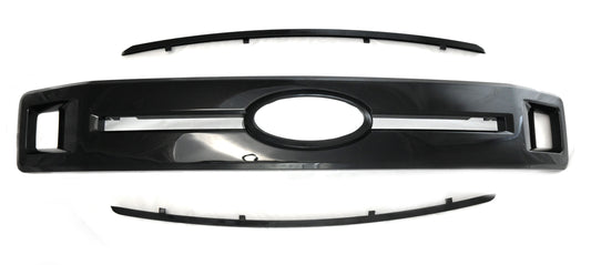 ABS6515BLK 18-20 Ford F-150 XLT 3 PCS Gloss Black Clip-On W/Tape Grille Overlay Chrome Delete Kit