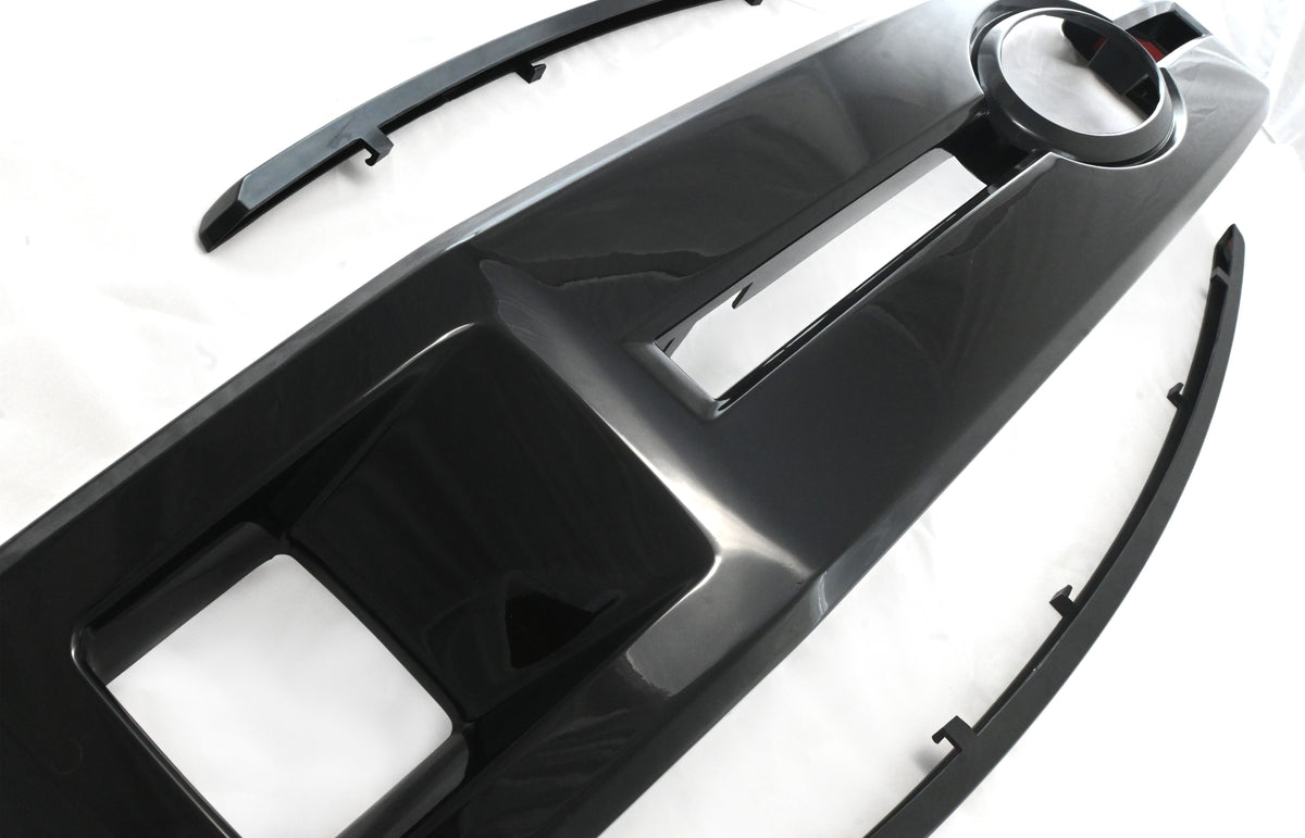 ABS6515BLK 18-20 Ford F-150 XLT 3 PCS Gloss Black Clip-On W/Tape Grille Overlay Chrome Delete Kit