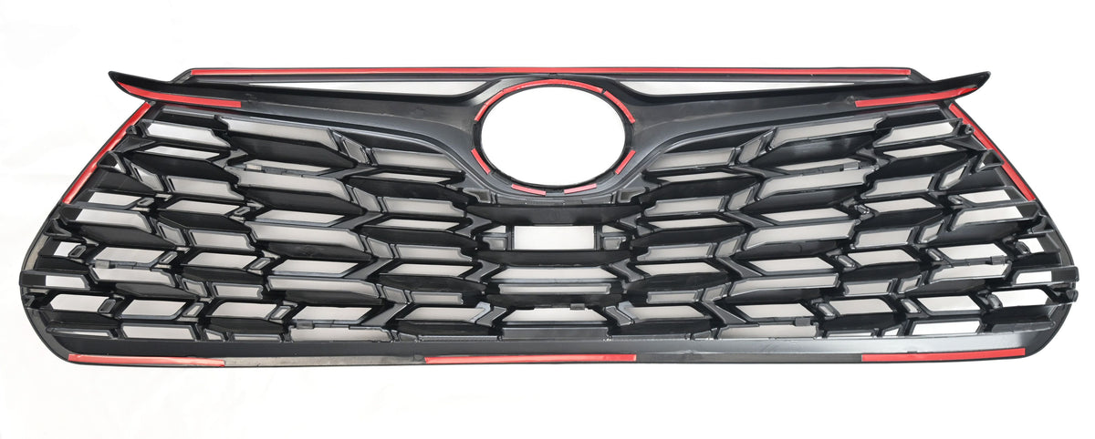 2020-22 Toyota Highlander LE/XLE Does not fit grille with Camera 1 PC Gloss Black Clip-On W/Tape Grille Overlay Chrome Delete Kit