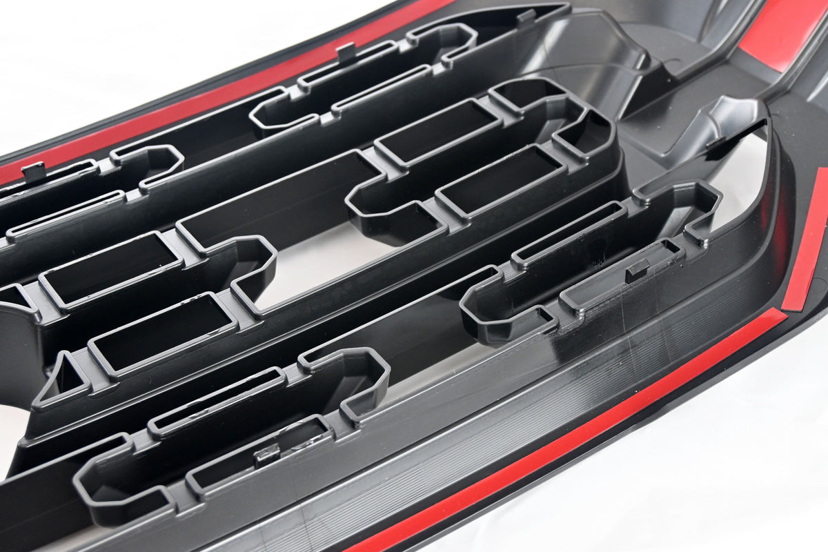 ABS6521BLK 21-23 Ford F-150 XLT/XL 1 PC Gloss Black Clip-On W/Tape Grille Overlay Chrome Delete Kit