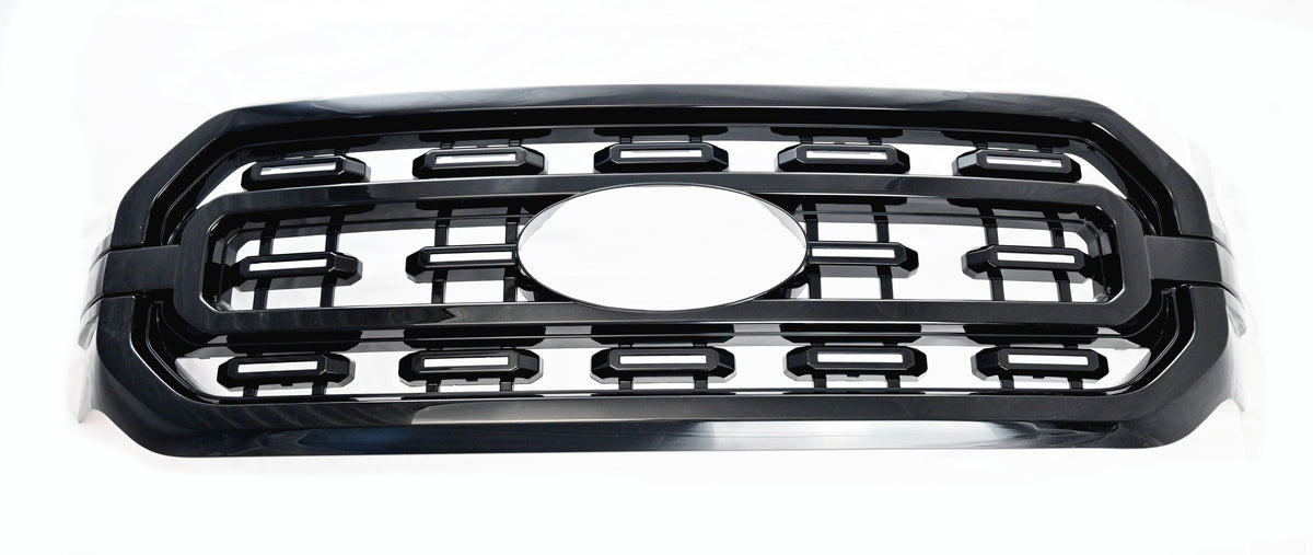ABS6521BLK 21-23 Ford F-150 XLT/XL 1 PC Gloss Black Clip-On W/Tape Grille Overlay Chrome Delete Kit