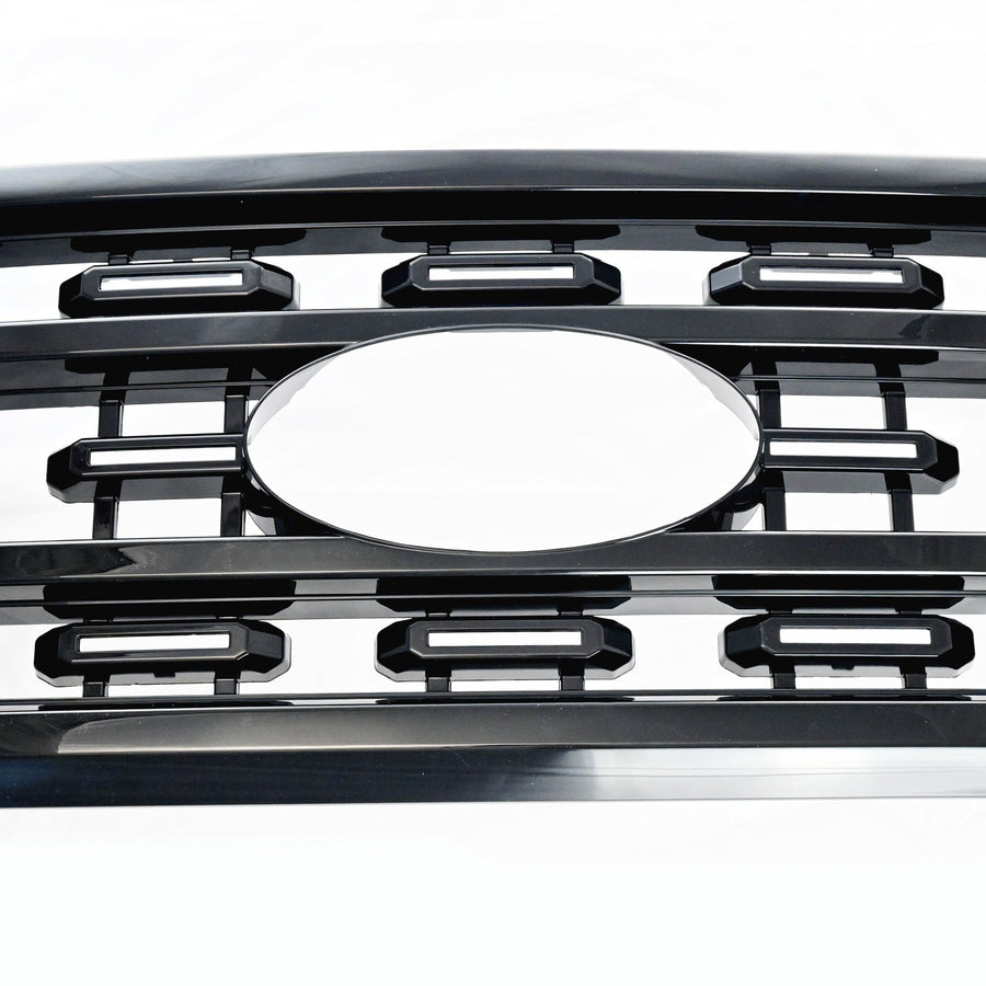 ABS6521BLK 21-23 Ford F-150 XLT/XL 1 PC Gloss Black Clip-On W/Tape Grille Overlay Chrome Delete Kit