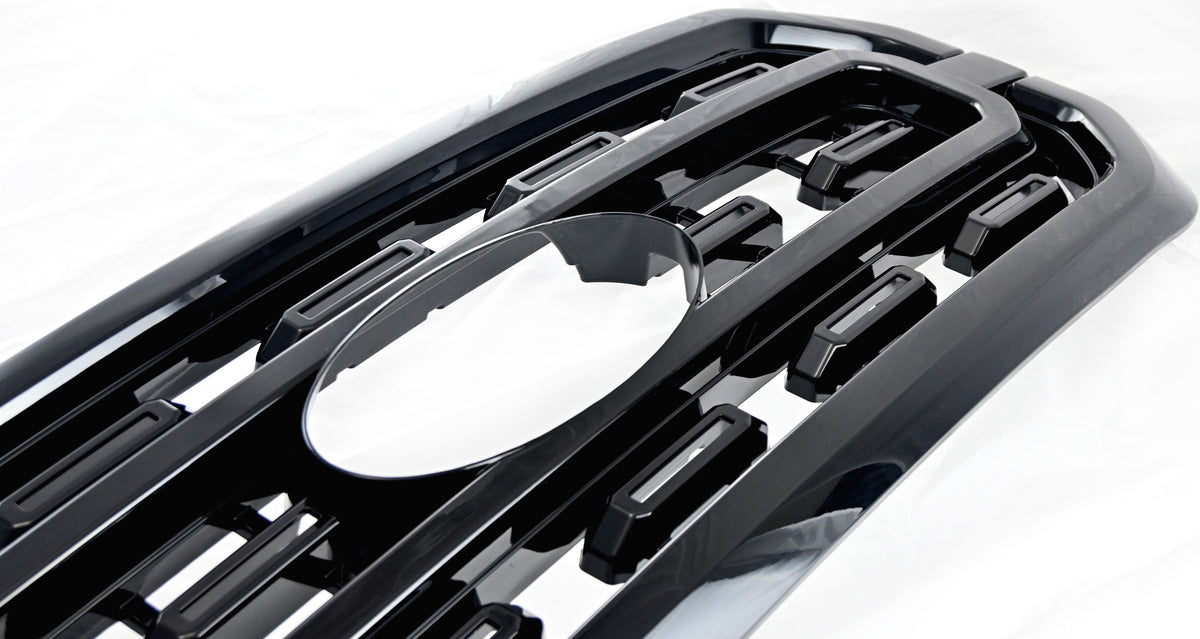 ABS6521BLK 21-23 Ford F-150 XLT/XL 1 PC Gloss Black Clip-On W/Tape Grille Overlay Chrome Delete Kit