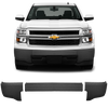 Armor-coated front bumper covers installed on a with a product underneath, 2014-2015 Chevy Silverado 1500 - Front BUMPERSHELLZ™ - Chrome Delete Kit