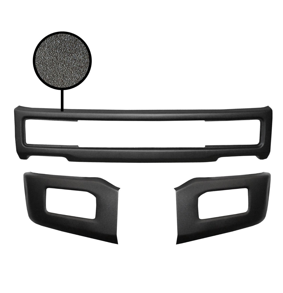 Armor-coated front bumper for 2018-2020 Ford F150, featuring fog lamps and tow hook cutouts