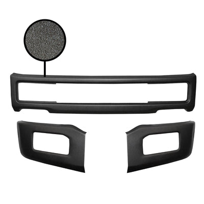 Armor-coated front bumper for 2018-2020 Ford F150, featuring fog lamps and tow hook cutouts