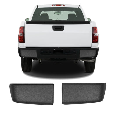 Armor-coated rear bumper cover for 2007-2013 Chevy Silverado/GMC Sierra, no parking sensor cutouts, durable finish